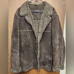 Steve Madden Y2K Brown Leather Shearling Leather Jacket
